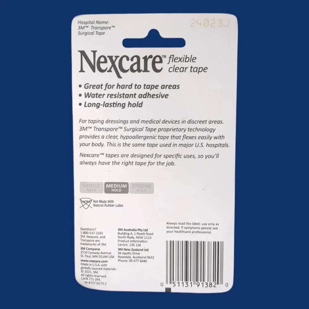 Nexcare First Aid Flexible Clear Tape 1 Inch X 10 Yards 2 Counts X 4 Packs